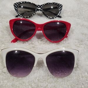 Stylish Sunglasses Set - Red, Black, and White